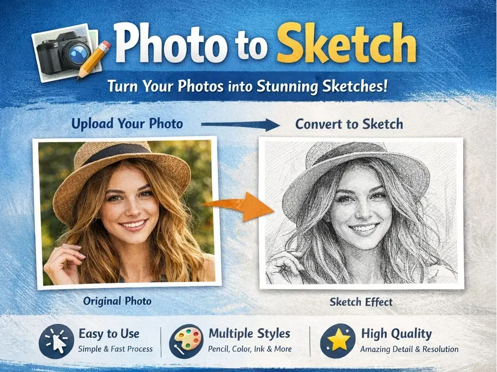 Pratinjau Foto ke Sketsa yang menunjukkan foto dikonversi menjadi seni garis gambar tangan